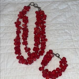 Red Stone Necklace and Bracelet
